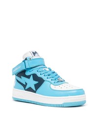 hellblaue Leder niedrige Sneakers von A Bathing Ape