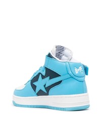 hellblaue Leder niedrige Sneakers von A Bathing Ape