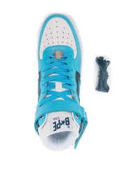 hellblaue Leder niedrige Sneakers von A Bathing Ape