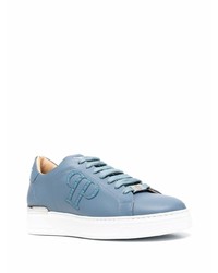 hellblaue Leder niedrige Sneakers von Philipp Plein