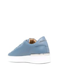 hellblaue Leder niedrige Sneakers von Philipp Plein