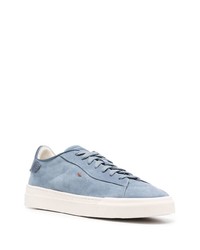 hellblaue Leder niedrige Sneakers von Santoni