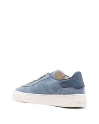 hellblaue Leder niedrige Sneakers von Santoni