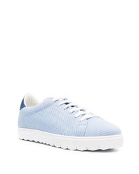 hellblaue Leder niedrige Sneakers von Kiton