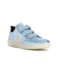 hellblaue Leder niedrige Sneakers von Veja