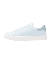 hellblaue Leder niedrige Sneakers von New Look