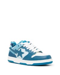 hellblaue Leder niedrige Sneakers von A Bathing Ape