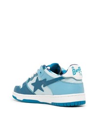 hellblaue Leder niedrige Sneakers von A Bathing Ape