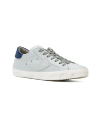 hellblaue Leder niedrige Sneakers von Philippe Model