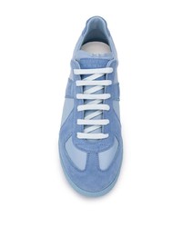 hellblaue Leder niedrige Sneakers von Maison Margiela