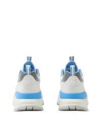 hellblaue Leder niedrige Sneakers von Burberry