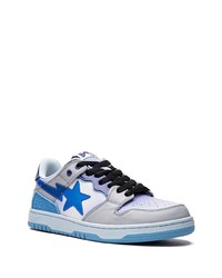 hellblaue Leder niedrige Sneakers von A Bathing Ape