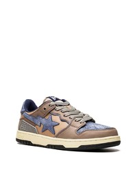 hellblaue Leder niedrige Sneakers von A Bathing Ape