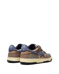 hellblaue Leder niedrige Sneakers von A Bathing Ape