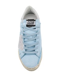 hellblaue Leder niedrige Sneakers von Golden Goose Deluxe Brand