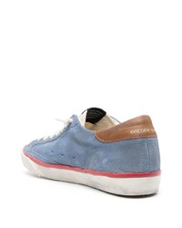 hellblaue Leder niedrige Sneakers von Golden Goose