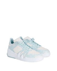 hellblaue Leder niedrige Sneakers von Giuseppe Zanotti