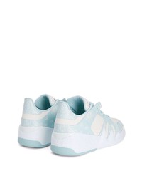 hellblaue Leder niedrige Sneakers von Giuseppe Zanotti