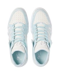 hellblaue Leder niedrige Sneakers von Giuseppe Zanotti