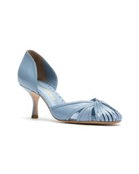 hellblaue Leder Pumps mit Ausschnitten von Sarah Chofakian