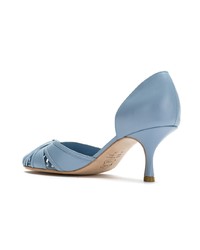 hellblaue Leder Pumps mit Ausschnitten von Sarah Chofakian