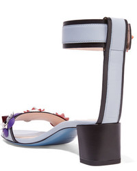 hellblaue Leder Sandaletten von Fendi