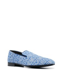 hellblaue Leder Slipper von Moschino