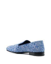 hellblaue Leder Slipper von Moschino