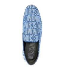 hellblaue Leder Slipper von Moschino