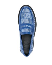 hellblaue Leder Slipper von Moschino