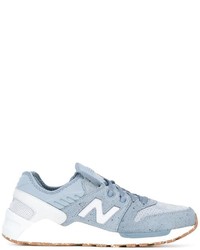 hellblaue Leder Turnschuhe von New Balance