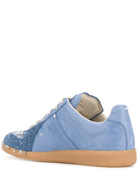 hellblaue Leder Turnschuhe von Maison Margiela