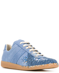 hellblaue Leder Turnschuhe von Maison Margiela