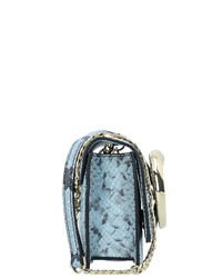 hellblaue Leder Umhängetasche mit Schlangenmuster von Roberto Cavalli Class