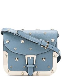 hellblaue Leder Umhängetasche mit Sternenmuster von RED Valentino