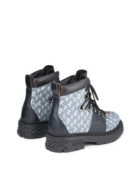 hellblaue Lederarbeitsstiefel von Jimmy Choo