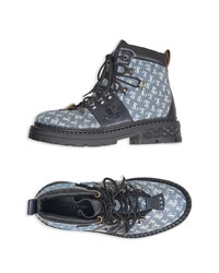 hellblaue Lederarbeitsstiefel von Jimmy Choo