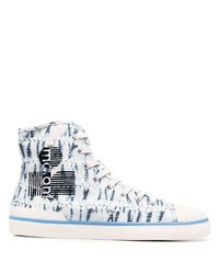 hellblaue Mit Batikmuster hohe Sneakers