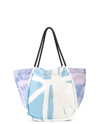 hellblaue Mit Batikmuster Shopper Tasche aus Segeltuch