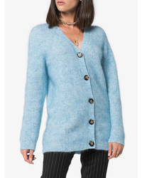 hellblaue Mohair Strickjacke von Ganni