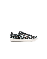 hellblaue niedrige Sneakers mit Leopardenmuster