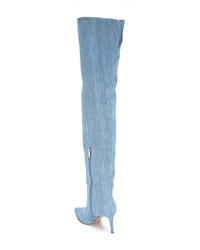 hellblaue Overknee Stiefel aus Jeans von Gianvito Rossi