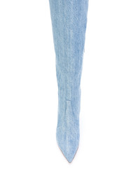 hellblaue Overknee Stiefel aus Jeans von Gianvito Rossi
