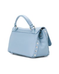 hellblaue Satchel-Tasche aus Leder von Zanellato