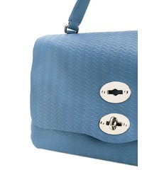 hellblaue Satchel-Tasche aus Leder von Zanellato