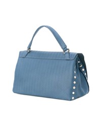 hellblaue Satchel-Tasche aus Leder von Zanellato