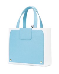 hellblaue Satchel-Tasche aus Leder von Thom Browne