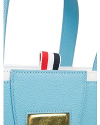 hellblaue Satchel-Tasche aus Leder von Thom Browne