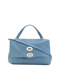 hellblaue Satchel-Tasche aus Leder von Zanellato