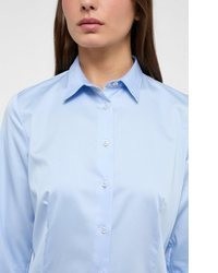 hellblaue Satin Bluse von Eterna